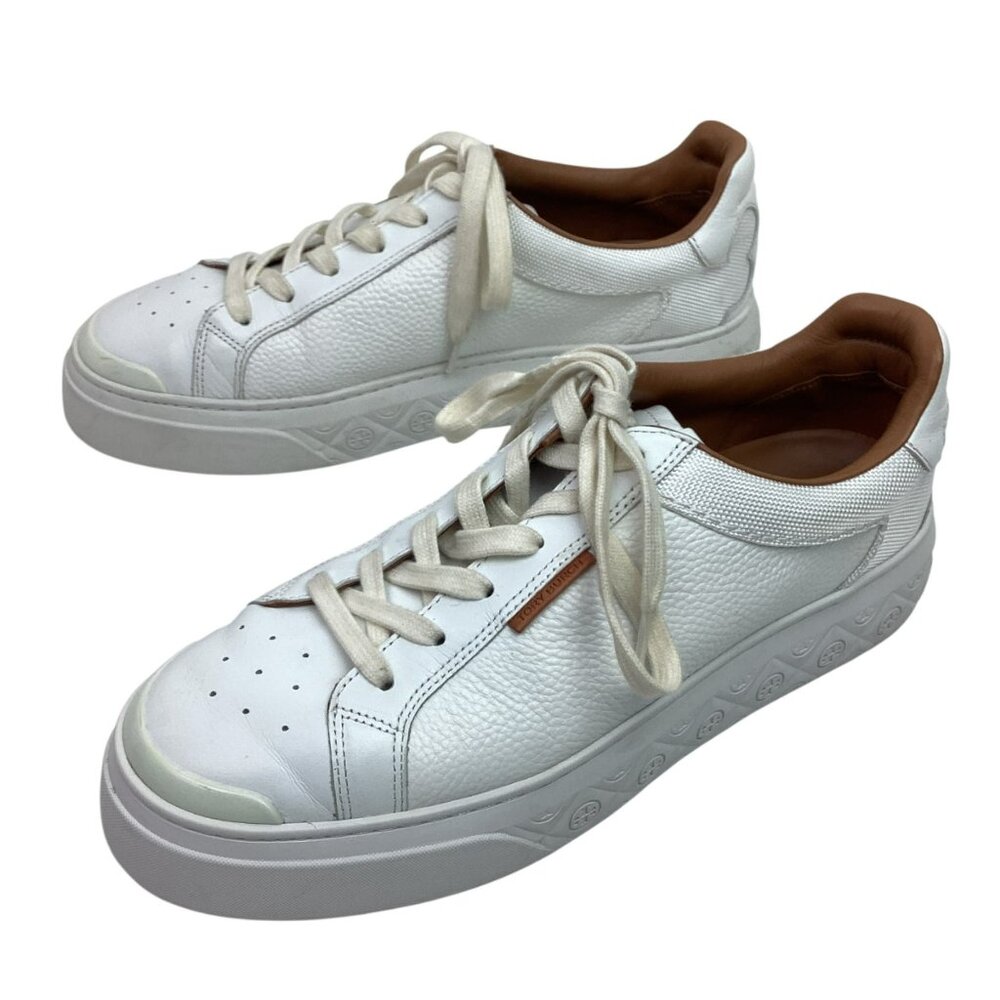 Tory Burch Ladybug Womens 11M White Pebbled Leather Sneakers